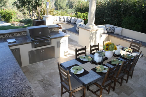 ©Scott Cohen Decorative Polished Concrete BBQ Beverage Center    Grill Embeds Outdoor Sink outdoor bar Bar seating Patio Outdoor Rooms 2